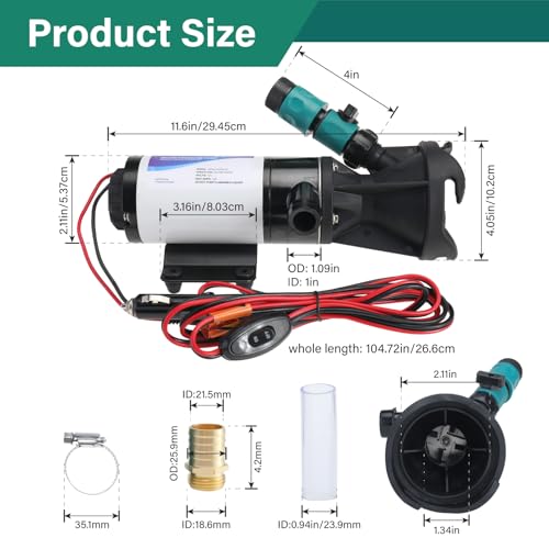 Image of Waste Pump for RV,Macerator Pump for RV,12V 12GMP Quick Release Sewage Pump with Garden Hose Discharge Port for Boat,Marine