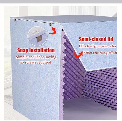 Portable Soundproof Recording Booth - Desktop Isolation Cover for Microphone, Home Studio, Podcasts, Singing, Gaming & Broadcasting - Red Sound Isolation Room