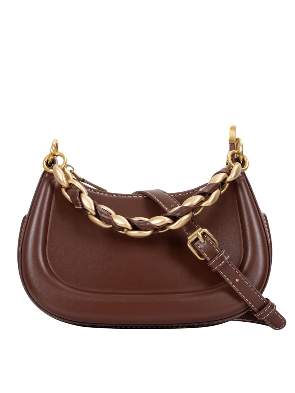 kazo Women’s Faux Leather Shoulder Bag with Gold Chain Strap | Small Crossbody Handbag for Casual & Daily Use (Brown)-picture-11