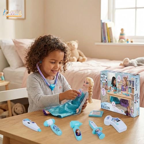 Image of Frozen Doctor Kit for Kids - 8 Piece Medical Play Set with Stethoscope, Syringe & Accessories-Non-Electric Pretend & Role Play Learning Toy - Birthday Gift for Girls 3+ Years (Turkish Blue)