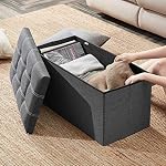 YOUDENOVA Ottoman with Storage, 30" Storage Ottoman Bench, Linen Gray - Image 4