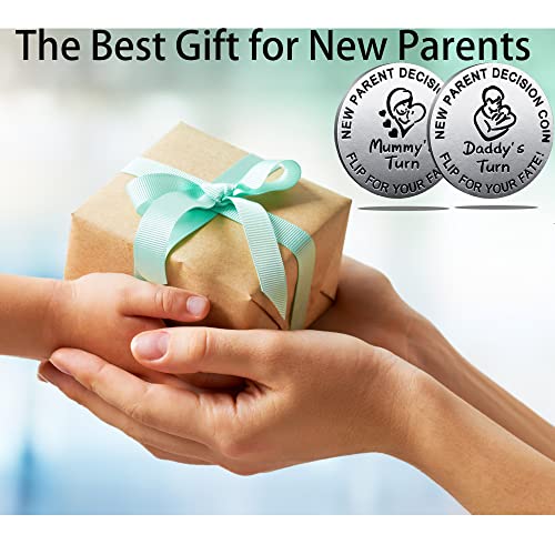 Image of New Dad Mom Gifts Funny Decision Making Coin, New Parent Mummy Daddy Pregnancy Women First Time to be Moms Dads Mother's Day Father's Day Gifts Double Sided