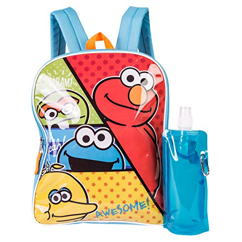 Sesame Street 3 Piece Backpack Combo Set - Elmo & Cookie Monster, Waterbottle