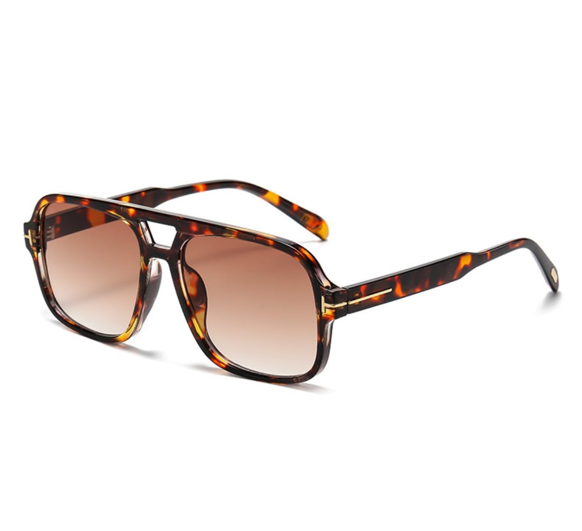 IKUVNASquare Aviator Sunglasses for Women Men Retro 70s Oversized Aviator Sun Glasses Vintage Double Frame Trendy Shades