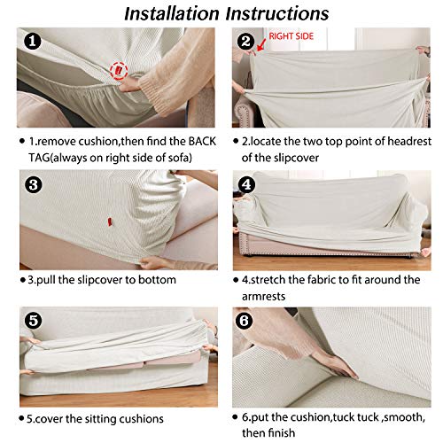 Turquoize 2 Piece Chair Covers Chair Slipcovers For Living Room Armchair Sofa Covers Chair Couch Cover With Arms Washable Furniture Protector For Chairs Feature Thick Jacquard Fabric (Chair, Ivory) #TOP5