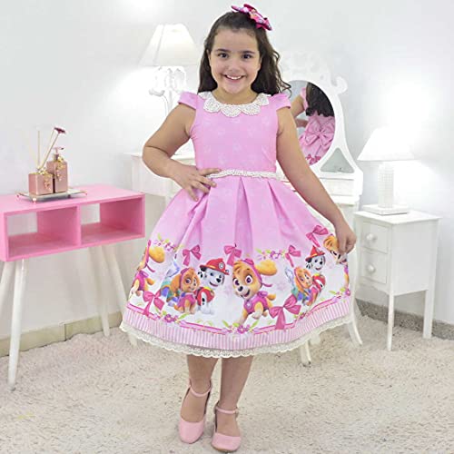 Vestido Patrulha Canina Skye Luxo Rosa