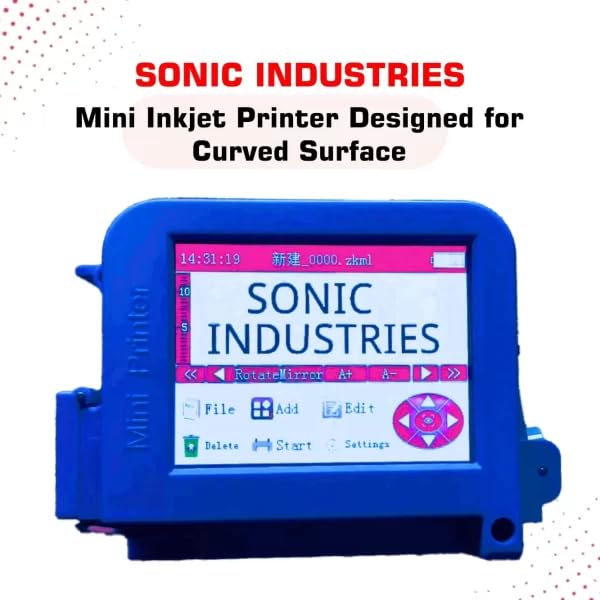 Image of SONIC INDUSTRIES Compact Portable Inkjet Printer for Label Barcode and Expiry Codes High Clarity Thermal Printing System for Batch and Product Information Application on Surfaces
