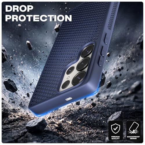 Image of Pikkme Back Cover for Samsung S26 Ultra 5G | Honeycomb Cooling Design | Silicone Heat Dissipation | Mag-Safe Compatible | Shockproof Camera Protection Bumper Case (Blue)