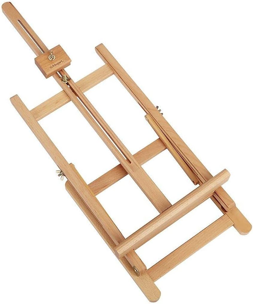 KINGART 38" High Tabletop Wooden H-Frame Studio Easel - Artists Adjustable Beechwood Painting and Display Easel, Holds Up to 22" Canvas - Portable Sturdy Table Desktop Holder Sketch Pad Stand