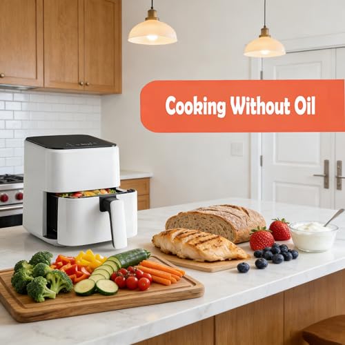 Image of HealSmart 3.17 Qt Compact Air Fryer, 8-in-1 Digital Small AirFryer with 400F, Nonstick Dishwasher-Safe Basket, Auto Shutoff, Overheat Protection, for Quick Healthy Meals, White