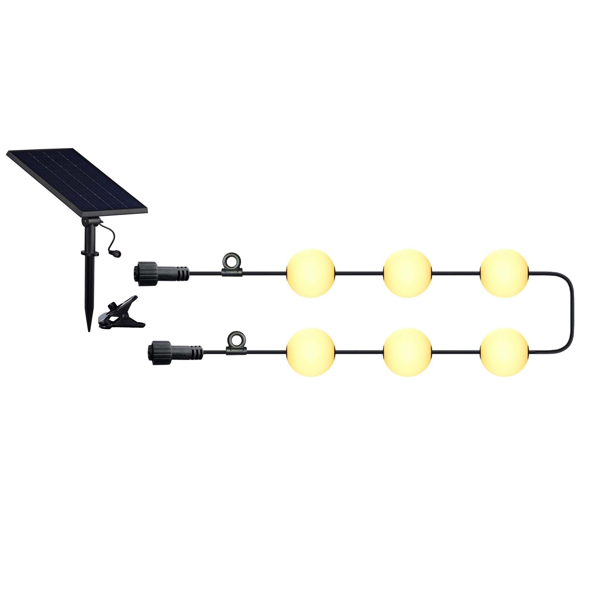 Guirlande lumineuse solaire d'extérieur 6 boules Ampoule LED BOLLY LIGHT SOLAR 5,5m avec crochet