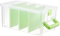 Vista 11 de BTSKY Caja de almacenamiento divisoria de plástico transparente con 4 compartimentos, contenedor de almacenamiento ajustable con tapa, contenedor
