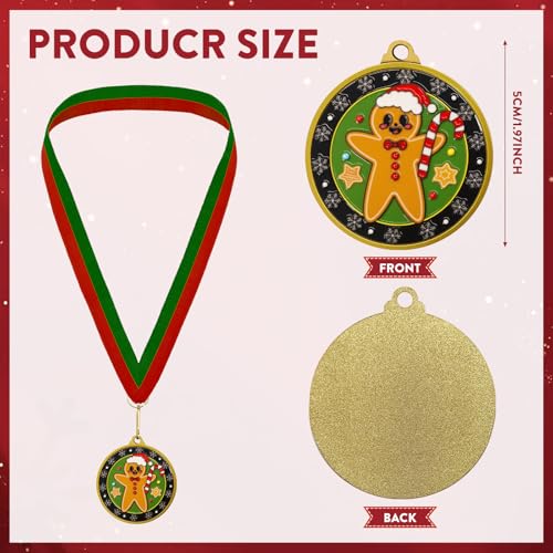 Hoclick 36 Pcs Christmas Medals Award Bulk 2" Santa Reindeer Gingerbread Man Christmas Trophy Award Medals for Party Favor Winner First Place Participation Prizes (Gingerbread Man) by Hoclick - Image 2