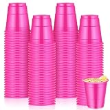 Roshtia 100 Pcs Summer 2 oz Plastic Cups Mini Disposable Shot Cups Small Plastic Shot Glasses for Birthday Summer Party Beer Taste Serving Snacks Samples Tastings(Pink)