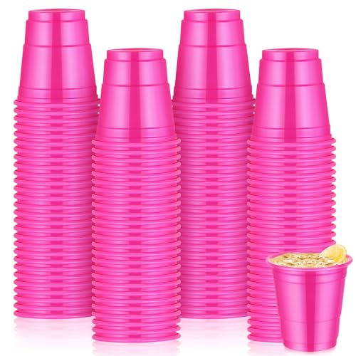 Roshtia 100 Pcs 2 oz Halloween Plastic Shot Cups, Pink