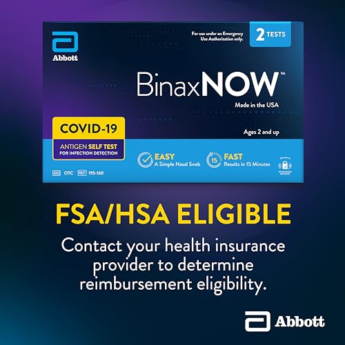 BinaxNOW COVID-19 Antigen Self Test, 1 Pack, 2 Tests Total, COVID Test With 15-Minute Results Without Sending to a Lab, Easy to Use at Home