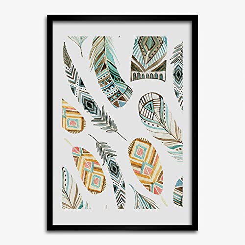 Tableau moderne 50x70 cm Tulup plumes ethniques pour salon cocooning