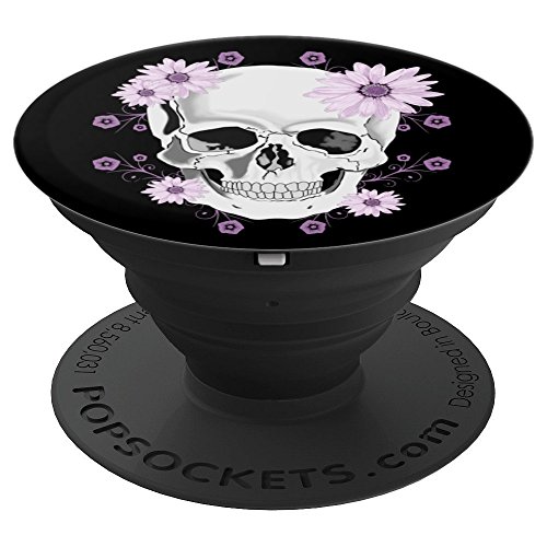 Death Petal Skull & Purple Flowers PopSockets Grip and Stand for Phones and Tablets