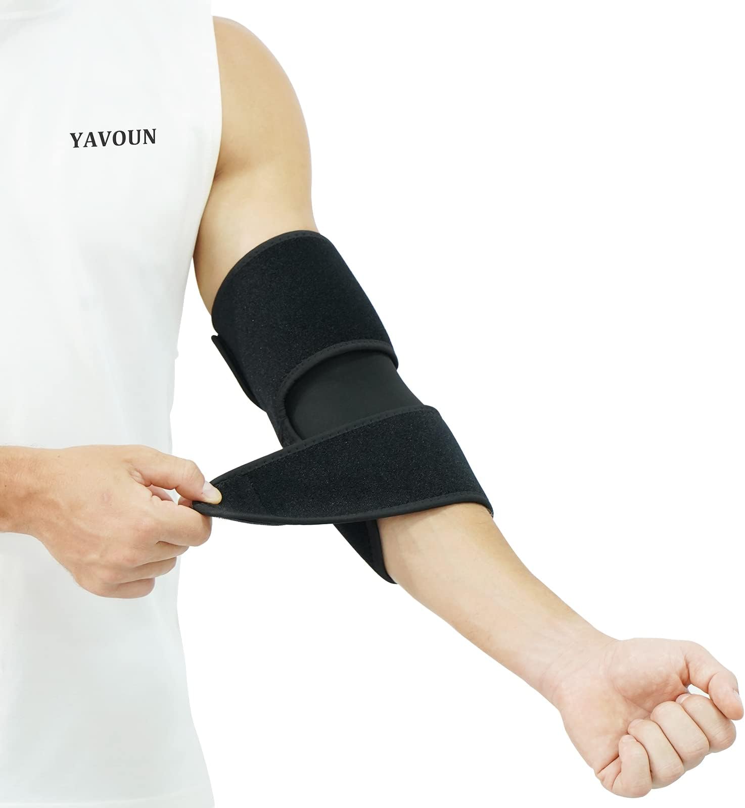 Elbow Brace, Adjustable Neoprene Support Wrap for Joint, Arthritis Pain Relief, Tendonitis, Wrap for Golfers, Sports Injury Recovery for Men and Women (Black)