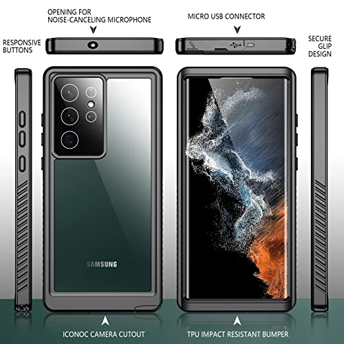 Temdan For Samsung Galaxy S22 Ultra Case Waterproof, Built In Screen Protector 360° Full Body Heavy Duty Shockproof Ip68 Waterproof Galaxy S22 Ultra Case For Samsung S22 Ultra 5G 6.8 Inch Black #TOP7