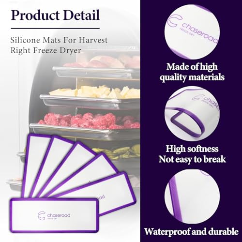 6 Packs Silicone Baking Mats for Harvest Right Freeze Dryer Medium Trays - Reusable Baking Sheet Liners - Silicone Mats for Baking - Durable & Easy-to-Clean Silicone Baking Sheet(17-1/4\"x6-7/8\")