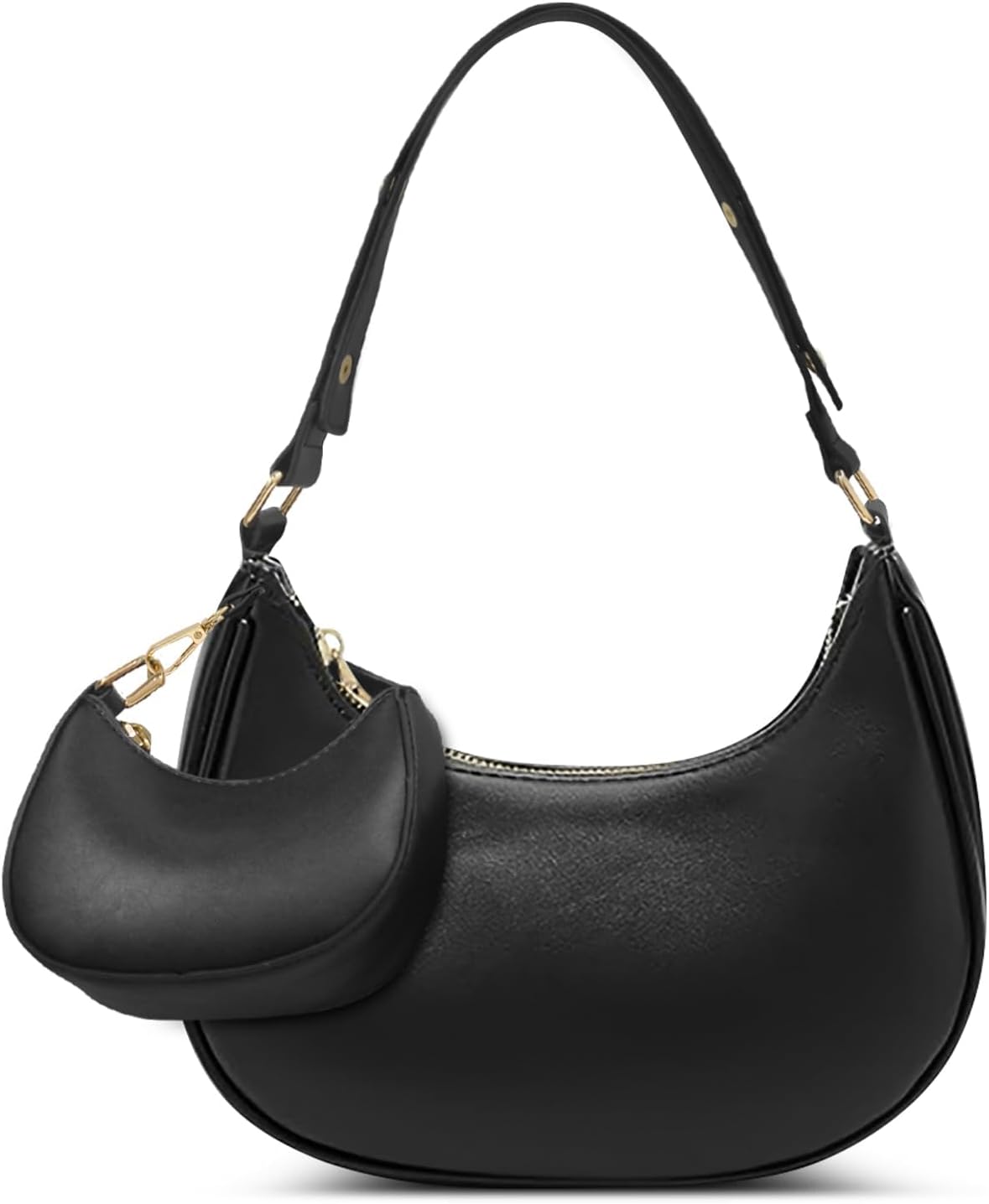 AUDTOPE Shoulder Bags for Women, Crescent Moon Handbag Cute Hobo Bag Faux Leather Mini Clutch Purse with Zipper Closure