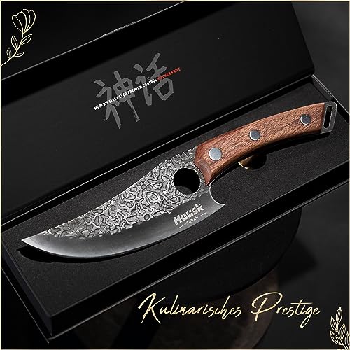 Huusk Kochmesser, Japanisches Küchenmesser Set mit Premium Lederscheide - Perfekt zum Schneiden und...