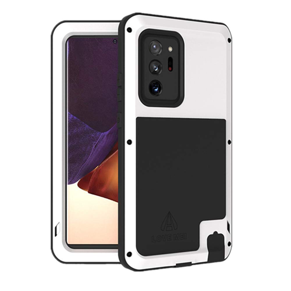Love Mei Samsung Galaxy Note 20 Ultra Case, Aluminum Metal Outdoor Shockproof Military Heavy Duty Sturdy Protector Cover Hard Case for Samsung Galaxy Note 20 Ultra (Note 20 Ultra, White)