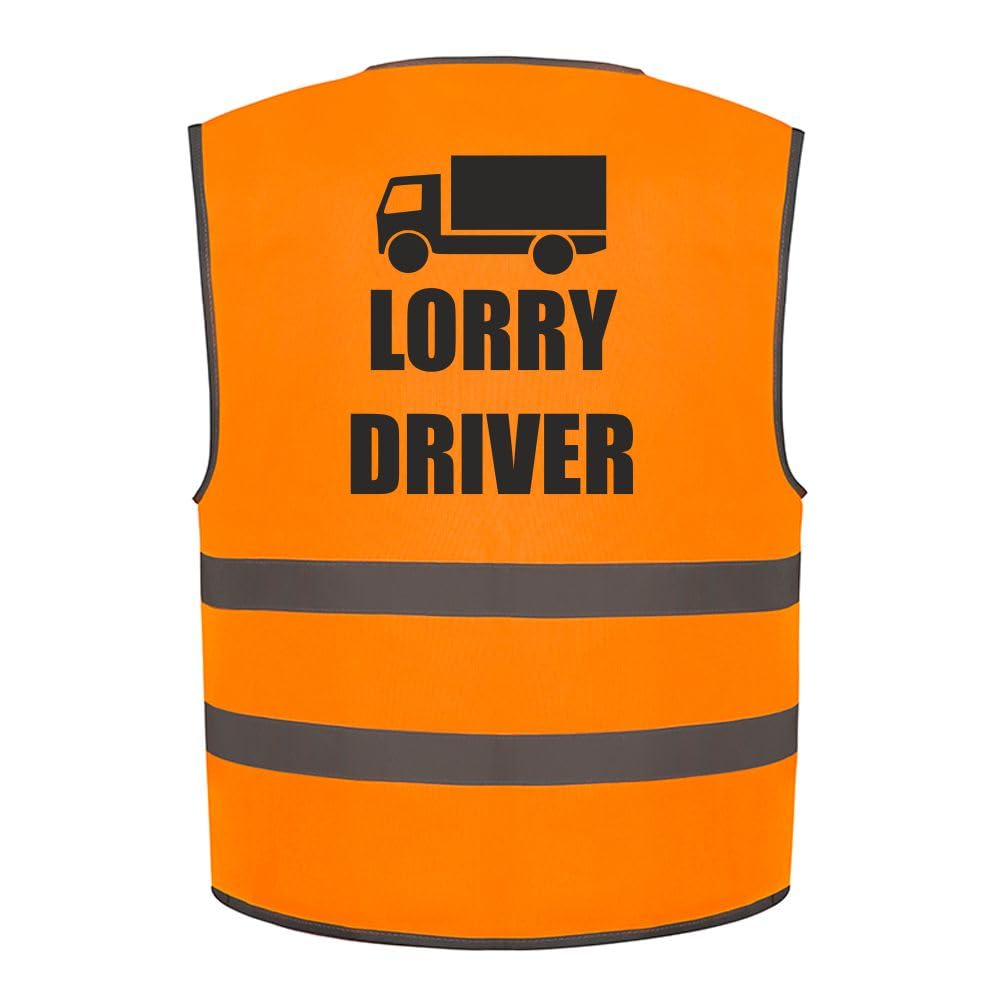 Brook Hi Vis Uk Orange Brook Hi Vis Lorry Driver Kids Hi Vis Vest Children's High Visibility Reflective Safety Waistcoat, Road Safe Truck Driver, Add Child's Name To The Front, Personalised