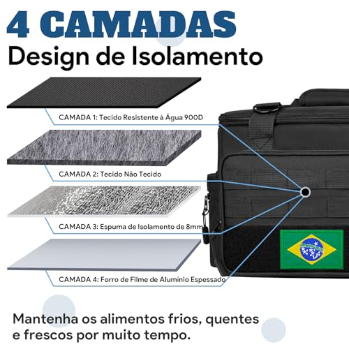 INSMEER Bolsa Termica Tática de 20 Litros, Lancheira Lancheira à Prova de Vazamentos para Adultos, L