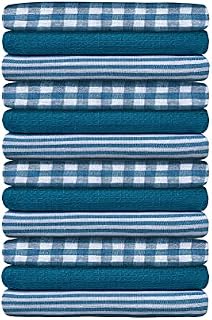 E.L EURO LINEN Hotel Quality Tea Towels  100% Cotton Kitchen towels- Pack of 12 Tea Towels - Lint free Absorbent Tea Towels set - 45 x 70 cm 12 Pcs Gift Packed Tea Towels - (Pack of 12, Dark Grey)