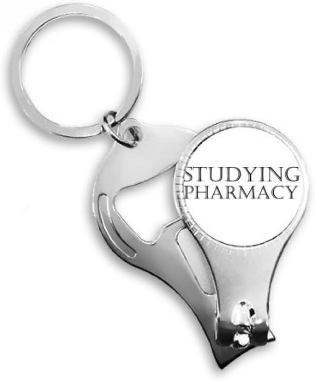 Short Phrase Studying Pharmacy Nail Nipper Ring Key Chain Bottle Opener Clipper