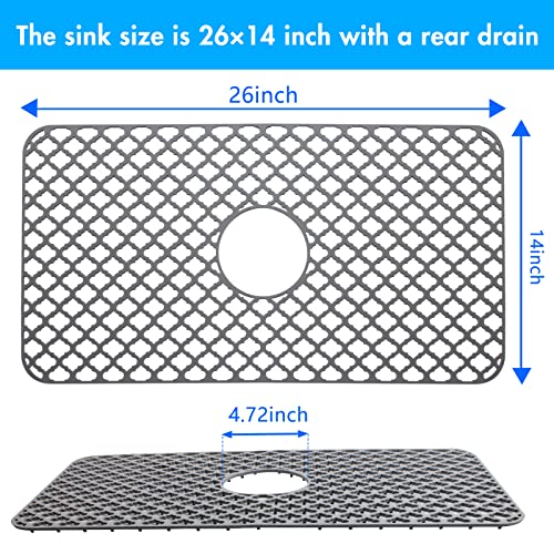 Qkvcx Silicone Sink Protectors For Kitchen,26"X14" Sink Protectors For Bottom Of Farmhouse Stainless Steel Porcelain With Center Drain For Sink Bowl,Sink Mat For Rectangle Porcelain Sink. #TOP4