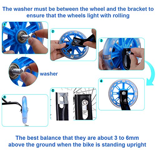 Fortop Pair Of Heavy Duty Flashing Silent Bike Training Wheels For Kids Bikes, Bicycle Stabilizer Mounting Kit Suitable For Single Speed Bicycles With 12-20 Inch Wheels (Green) #TOP4