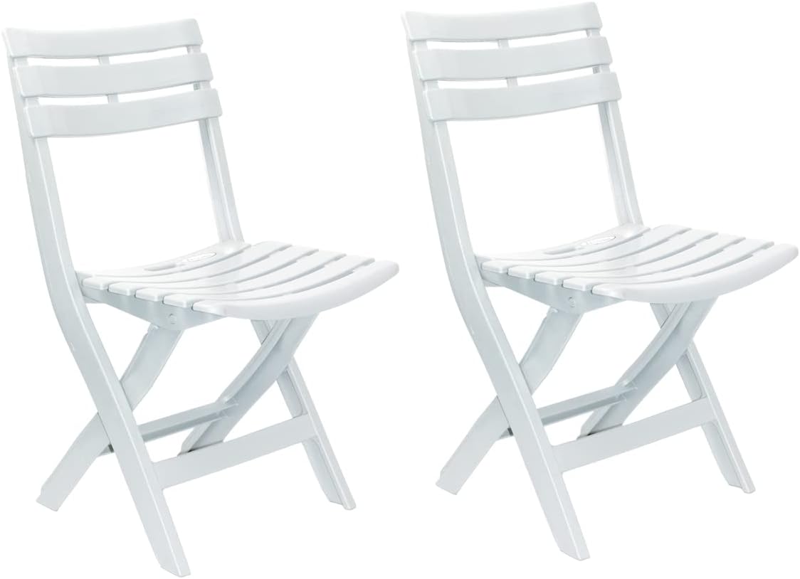 Folding Chair Patio And Outdoor Beach Chair White Color Pack Of 2