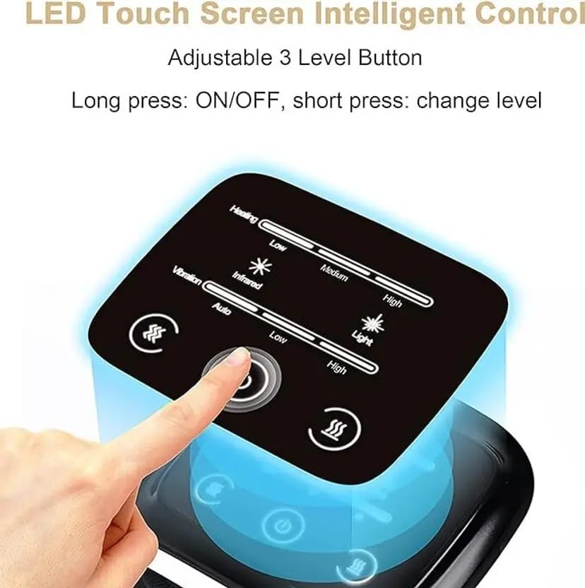 GOPINATH ECOM Smart Knee Massager | Rechargeable Vibration Heat Therapy Device | Arthritis & Joint Pain Relief Physiotherapy Machine | 3 Heating Levels | LED Touch Display | Lightweight Portable For Men Women