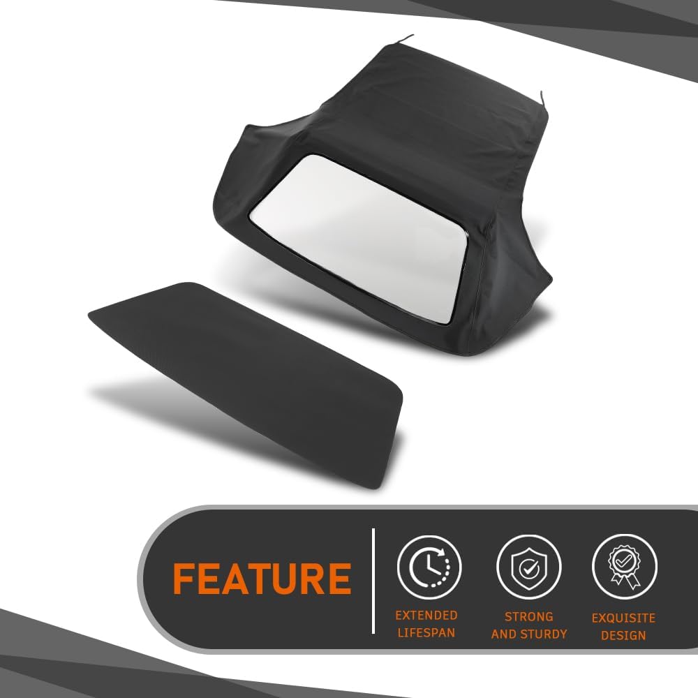 Convertible Soft Top Replacement w/ Clear window Compatible with BMW 3-Series E30 Convertible 1986-1993 Black
