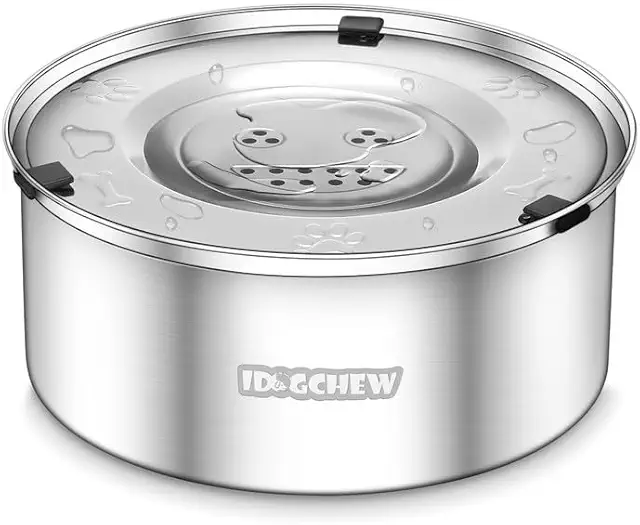 Gamelle Anti Éclaboussure Chien 1L en Acier Inoxydable - Bol Anti-Goutte avec Couvercle