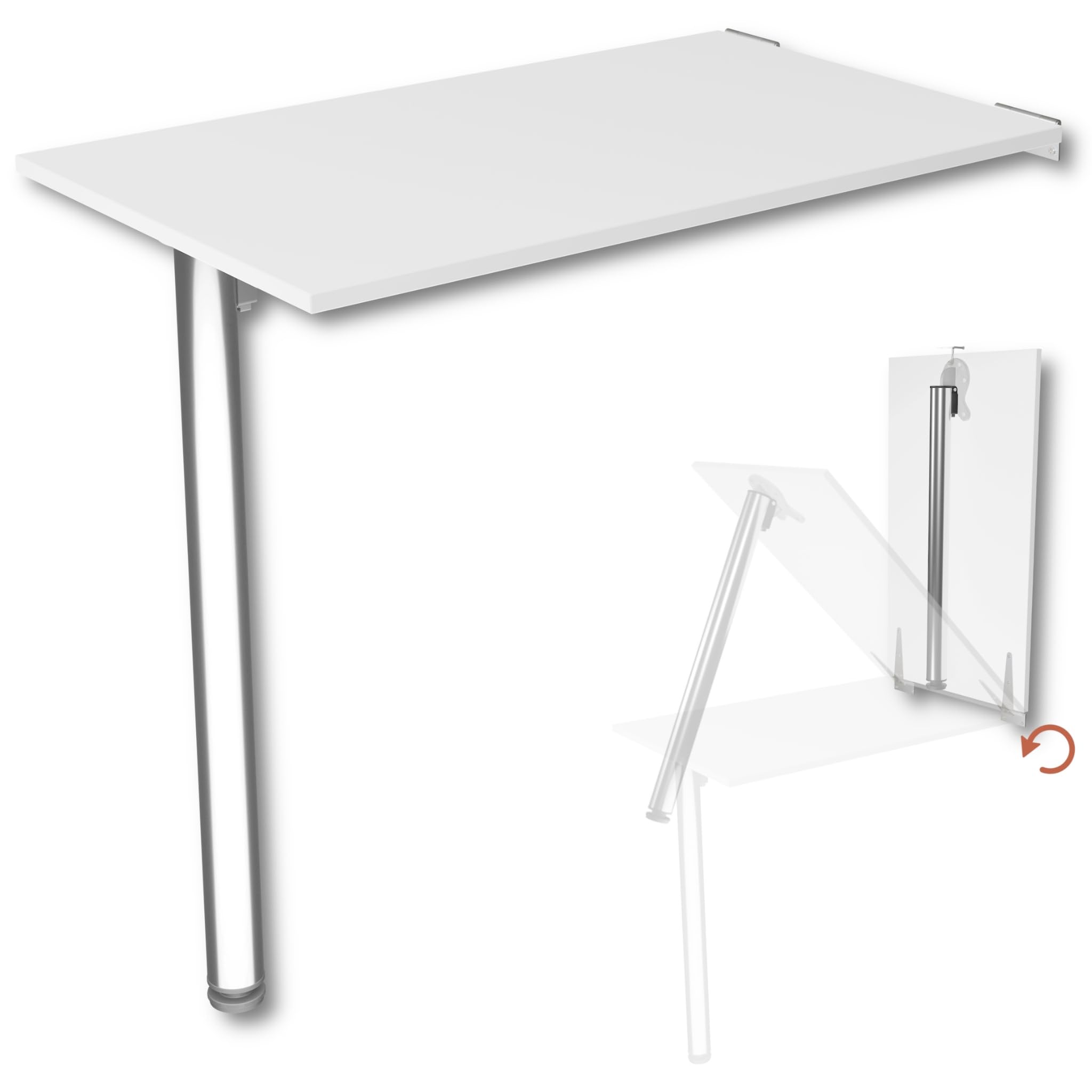 PEAM Wandklaptafel inklapbaar - Bartafel voor aan de muur - Wit - 80x50 cm