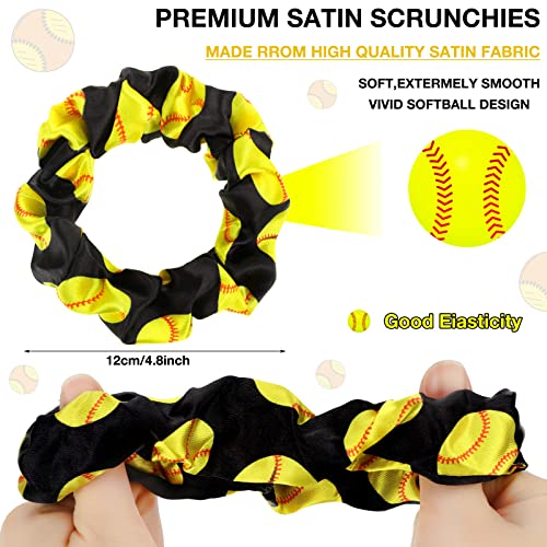 Kajaia 24 Pcs Softball Party Favors Softball Cosmetic Bag Sport Hair Scrunchies Bracelet Travel Pouch Canvas Makeup Bags Hair Ties Bands for Women Girls Team Gifts(Elegant)3