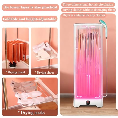 A,Electric Clothes Dryer, Automatic Ironing Machine, Portable Vertical Steam Iron, Clothing Steam Cabinet, 360° Quick-Drying Small Clothes Dryer Without Installation