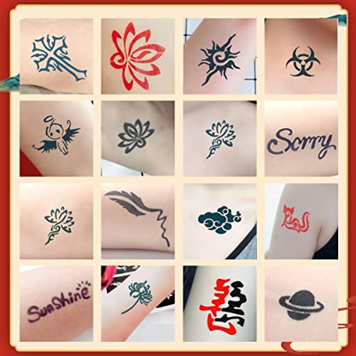 Temporary Tattoo Kit, 4 Bottles Temporary Tattoo Ink With 102Pcs Tattoos Stencils Semi Permanent Tattoo Jagua Gel Freehand Inks For Men Women Body Art Markers #TOP5