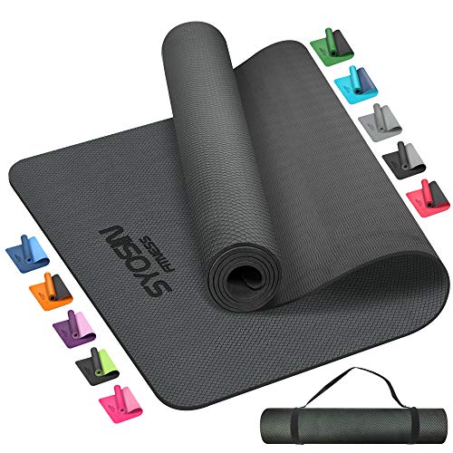 SYOSIN Esterilla Yoga, 6mm TPE Antideslizante Colchoneta de Ejercicio para Entrenamiento en casa y Gimnasio, Esterilla Fitness para Yoga, Pilates Mujeres y Hombres 183 x 61 x 0.6CM