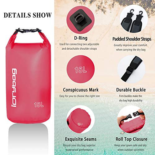 IDRYBAG Clear Dry Bag Waterproof 2L, Small Dry Sack Waterproof Bag for Kayaking miniatura 2