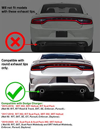 IKON MOTORSPORTS, Rear Diffuser Compatible With 2015-2020 Dodge Charger SRT, V3 Style Unpainted Black PP Splitter Bumper Lip Spoiler, 2016 2017 2018