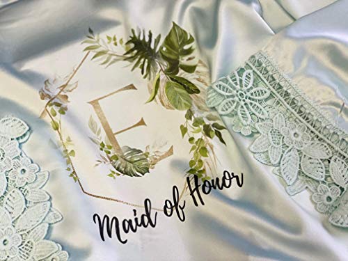 image for Generic Greenery Wedding Personalized Robe Satin Lace Kimono Robes For