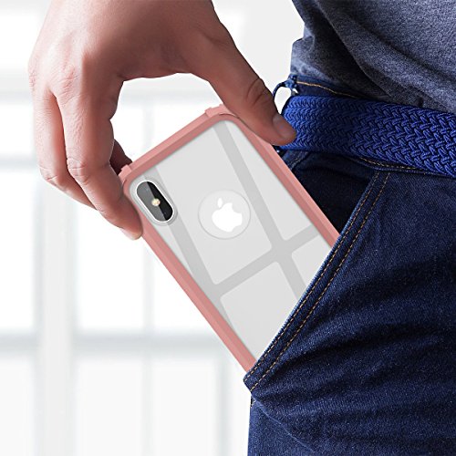 Cinocase Iphone X Hard Case Hybrid Protection Transparent Pc Case With Colorful Tpu Edge Iphone 10 Durable Anti-Skidding Wear-Resisting Full Body Protection Cover For Apple Iphone X Rose Gold #TOP5