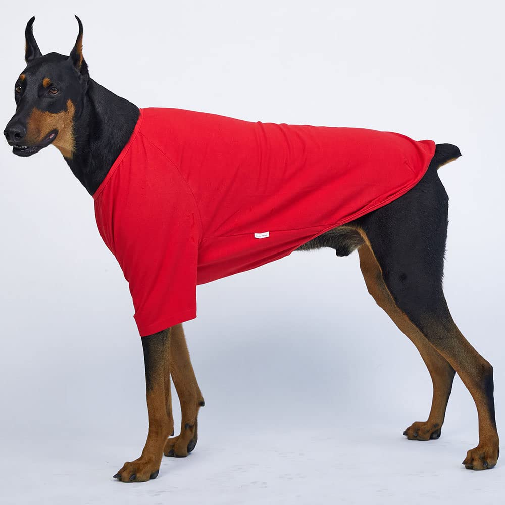 Camisa para perros pequeños, camisetas lisas, suave, transpirable, de algodón para perros, ropa para mascotas (5XL, rojo)