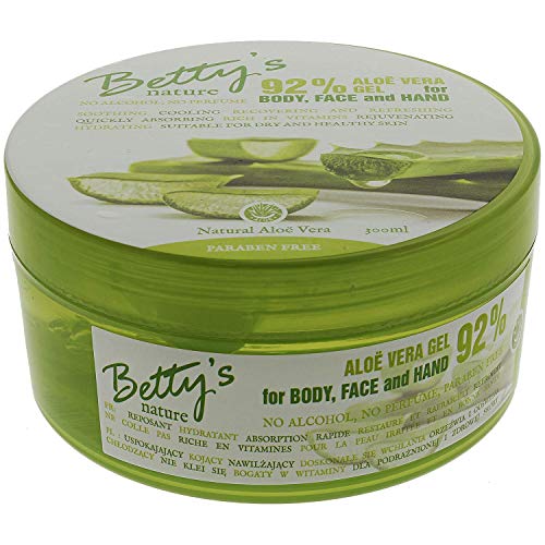 Betty’s Aloe Vera Gel 100% frei von Tierquälerei! Für Körper, Gesicht und Hand. Für trockene Haut, reduziert Falten, Sonnenbrand, behandelt Akne, heilt Wunden und löscht Dehnungsstreifen,