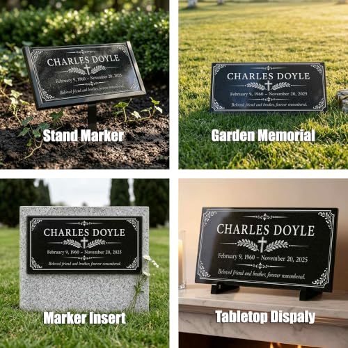 Image of Personalized Granite Memorial Headstone, Grave Marker for Cemetery & Garden